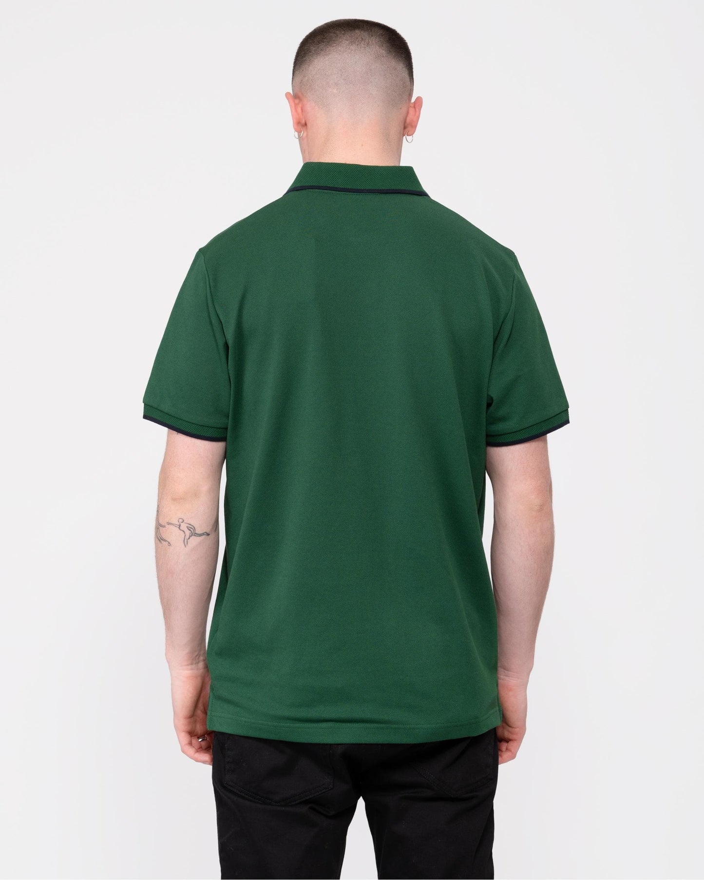 GANT Mens Tipped Short Sleeve Pique Polo - 338 Forest Green