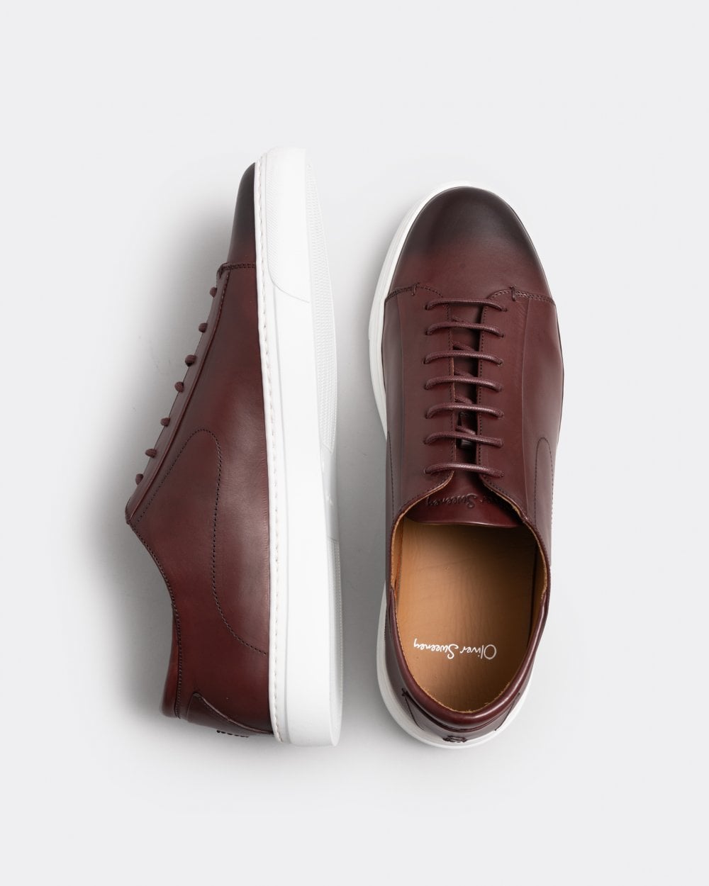 Oliver Sweeney Sirolo Mens Calf Leather Lightweight Trainers - Burgundy