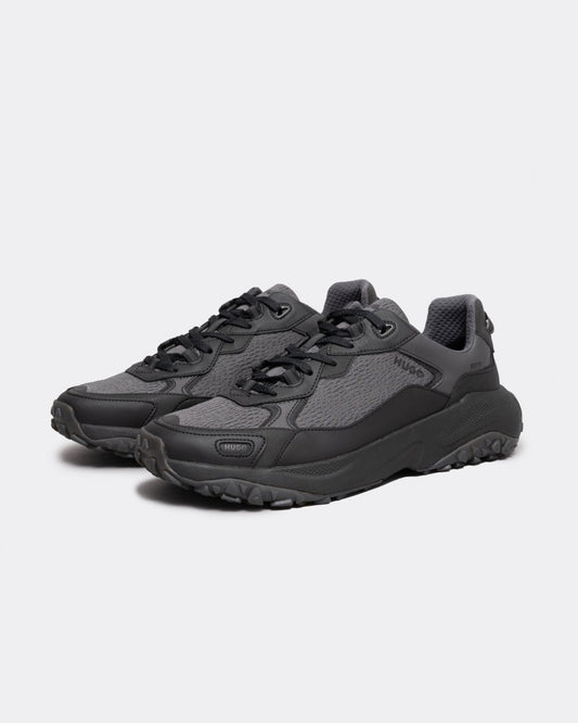 HUGO GO1ST Mens Mixed-Material Trainers with Textured and Rubberised Faux Leather