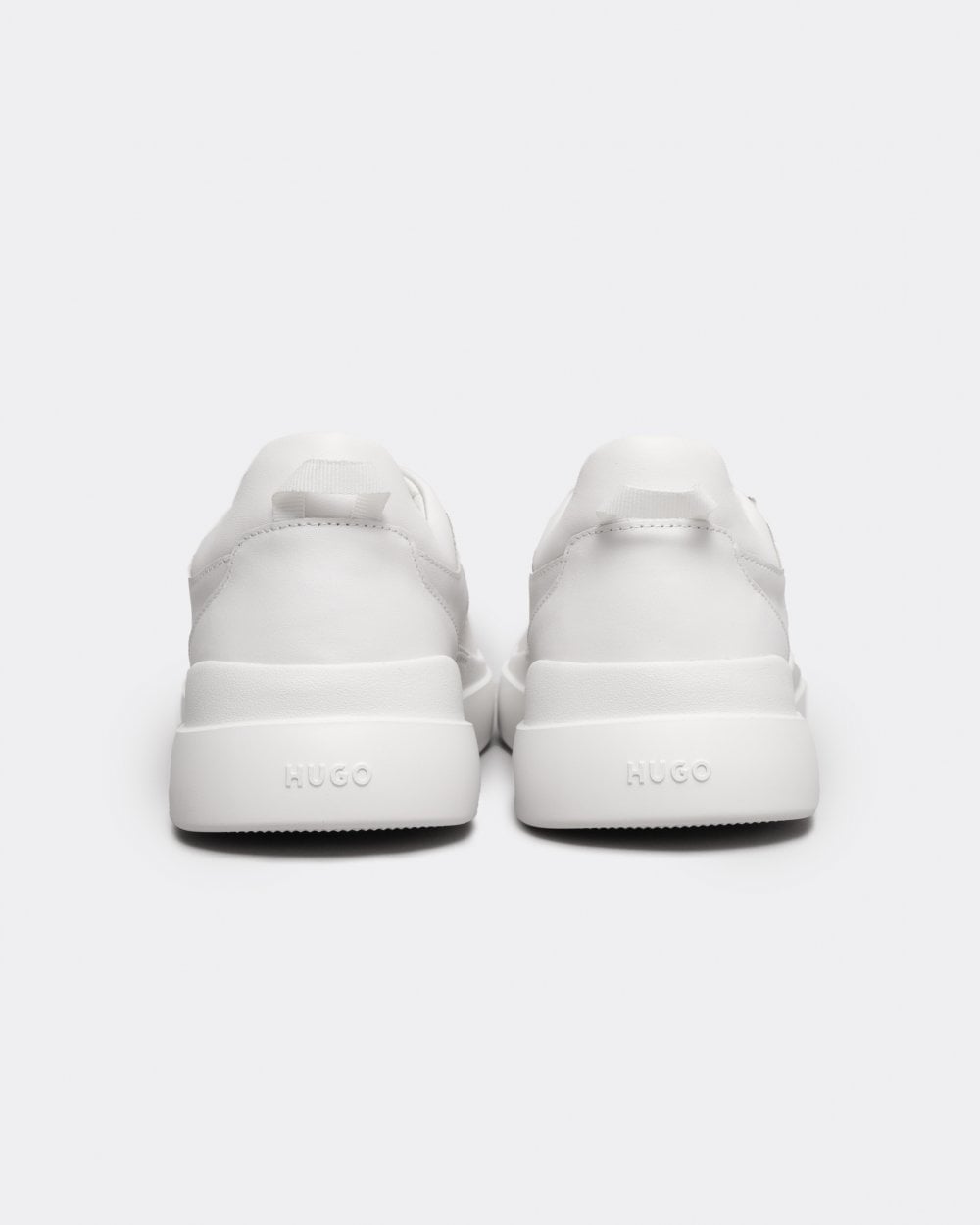 HUGO Blake Tenn Mens Leather Trainers with Branded Quarter - White 100