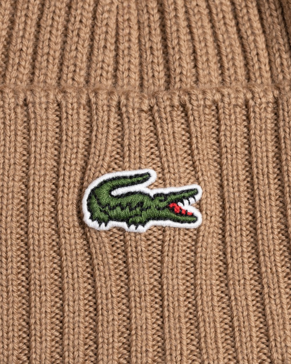 Lacoste Mens Ribbed Beanie - Cookie SIX