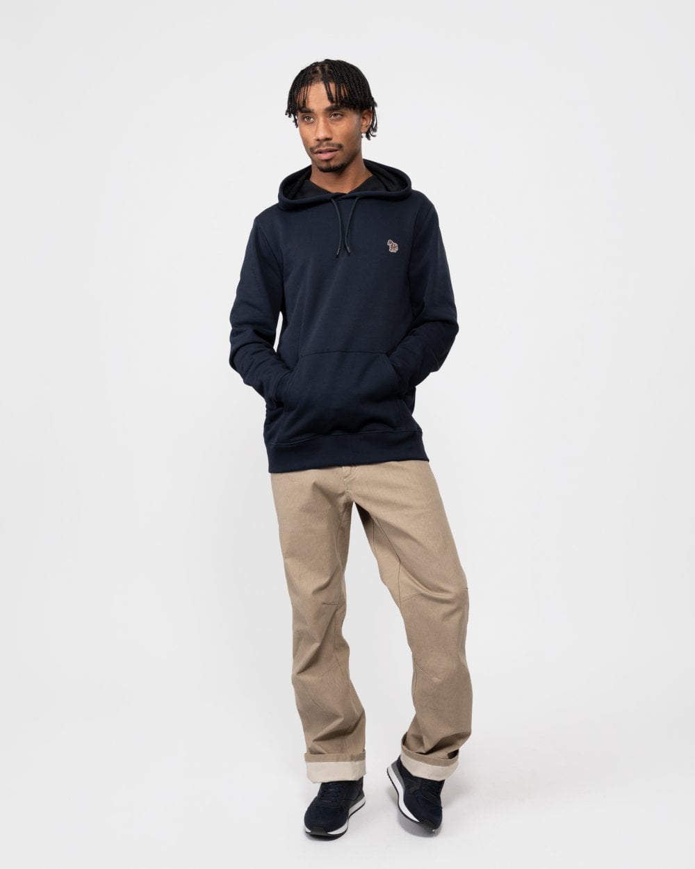 PS Paul Smith Mens Regular Fit Cotton Zebra Logo Hoodie - 49 Very Dark Navy