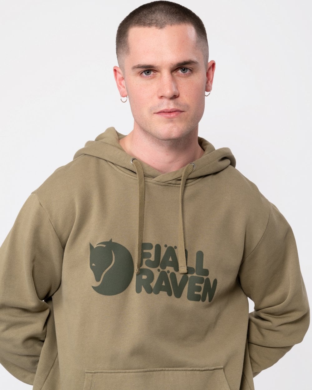 Fjallraven Logo Mens Hoodie - Light Olive 622