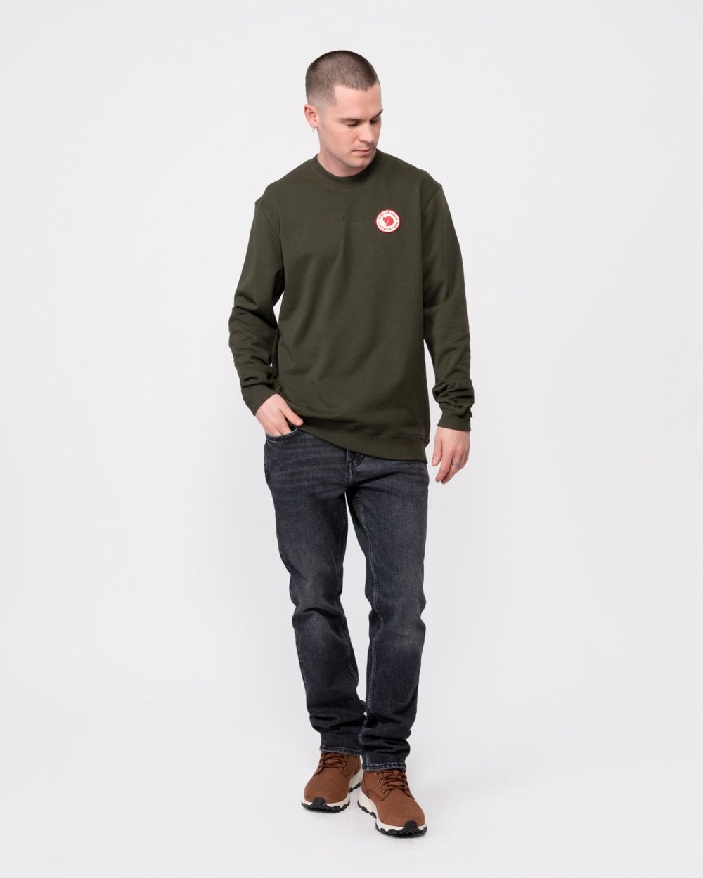 Fjallraven 1960 Logo Badge Mens Sweatshirt - Deep Forest 662
