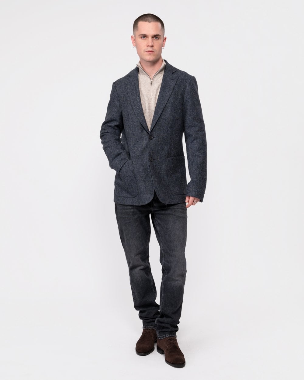 Oliver Sweeney Galadoo Mens Blazer - Navy Basketweave