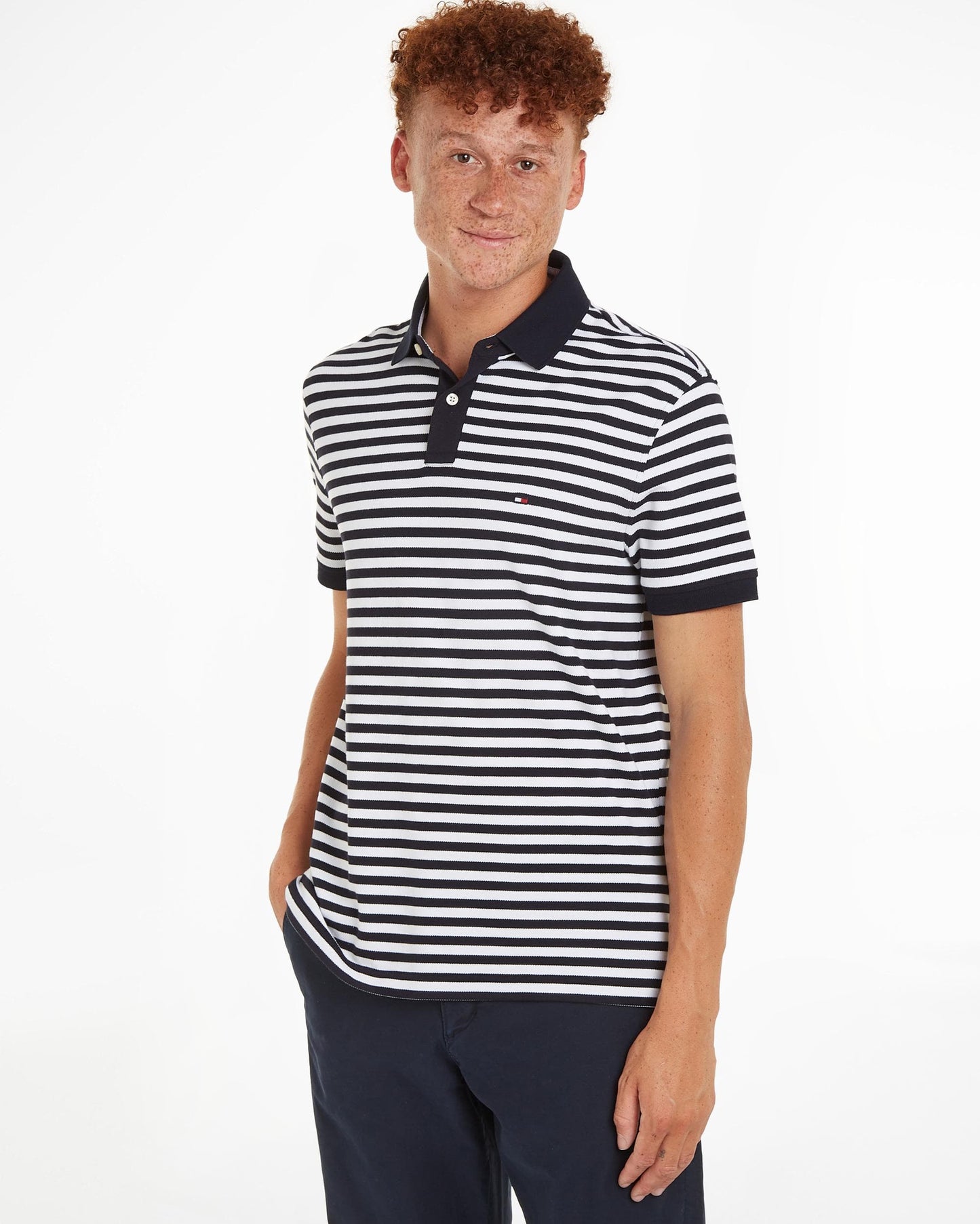 Tommy Hilfiger 1985 Regular Fit Mens Polo - Desert Sky / White