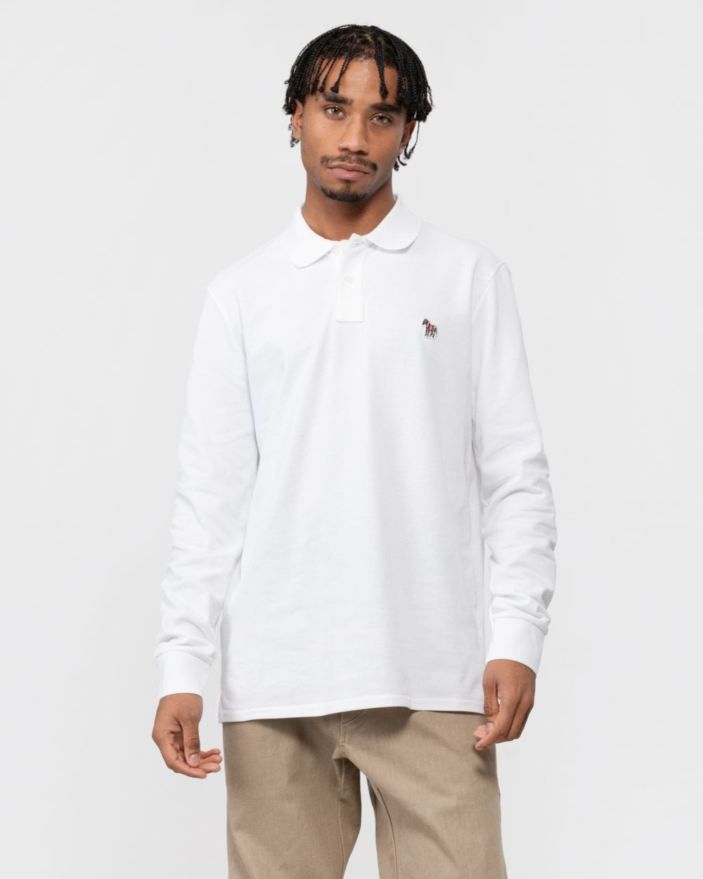 PS Paul Smith Mens Regular Fit Long Sleeve Sports Stripe Zebra Polo