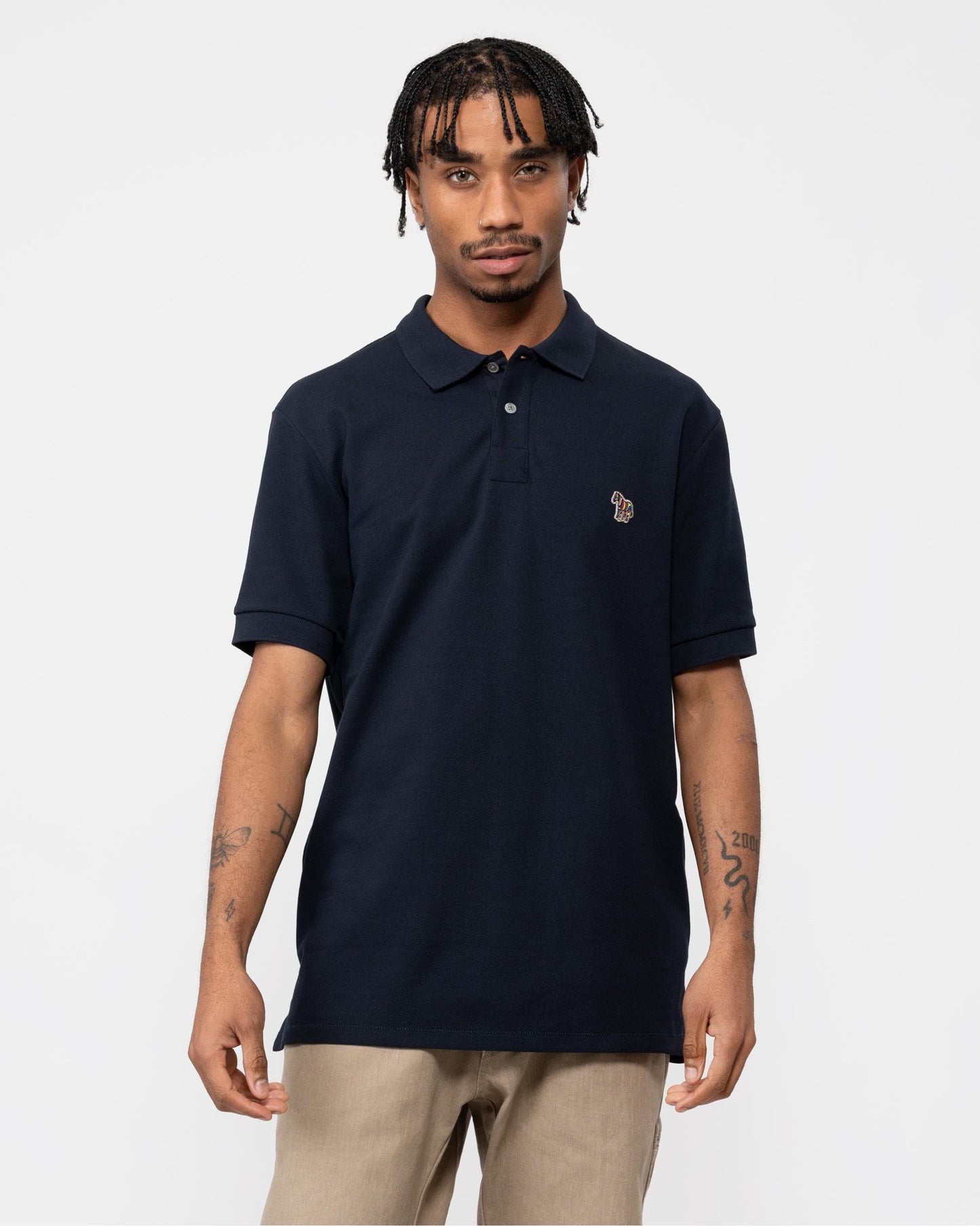 PS Paul Smith Mens Regular Fit Cotton-Piqué Zebra Logo Polo Shirt