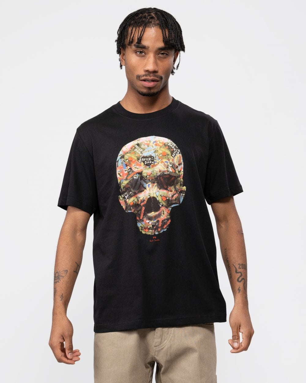 PS Paul Smith Mens Regular Fit Sticker Skull Graphic T-Shirt