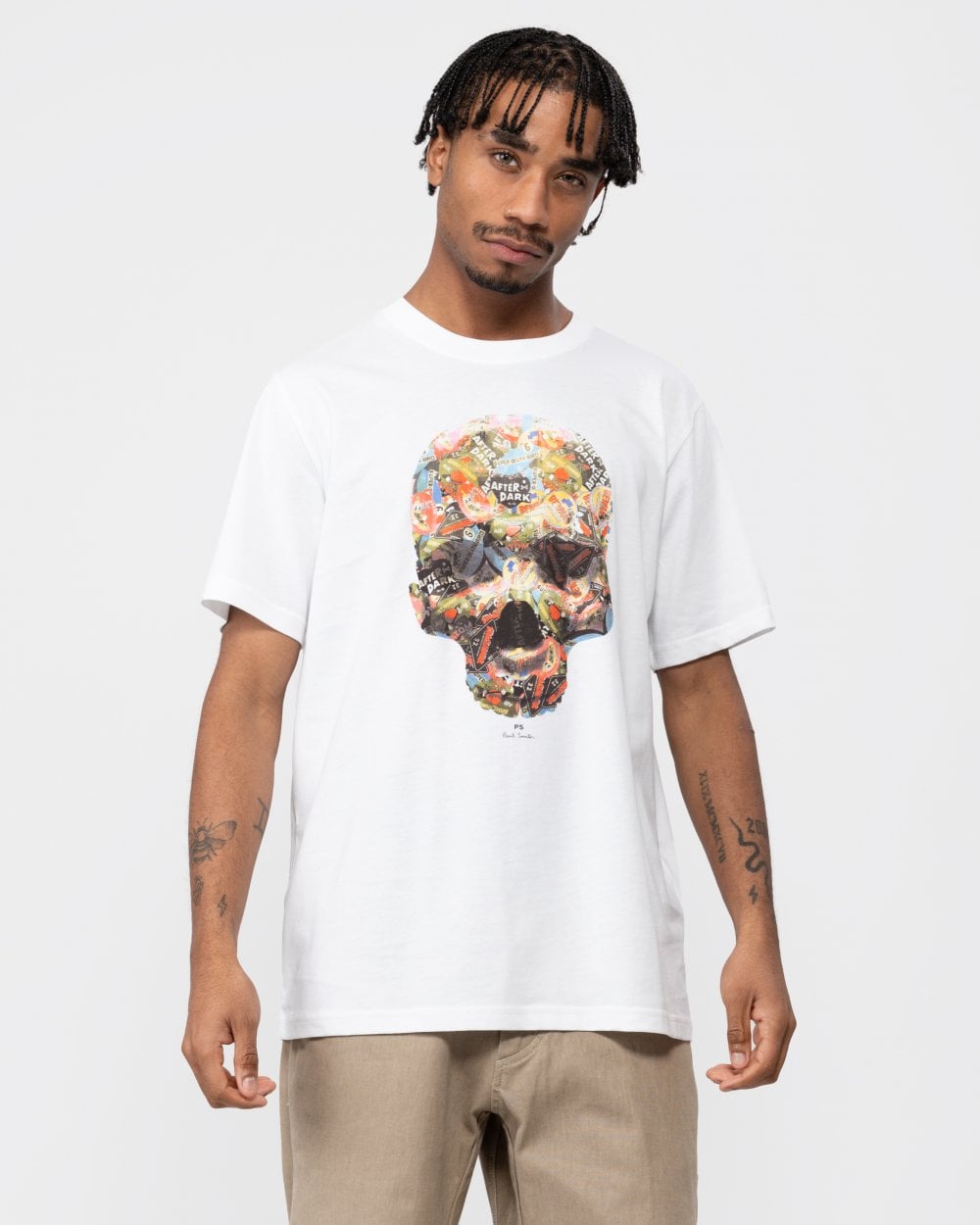 PS Paul Smith Mens Regular Fit Sticker Skull Graphic T-Shirt