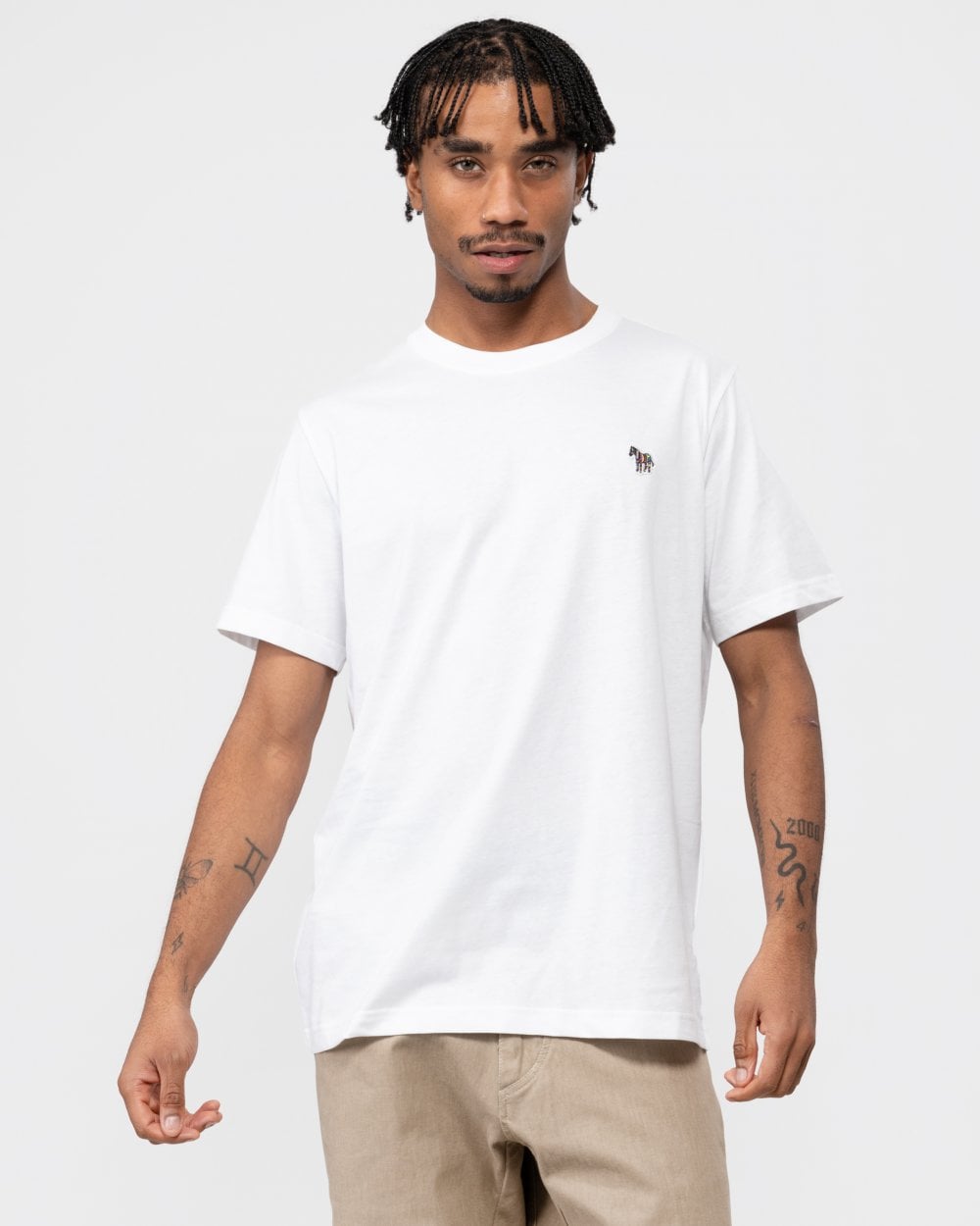 PS Paul Smith Mens Regular Fit Short Sleeve Zebra Logo T-Shirt - 01 White