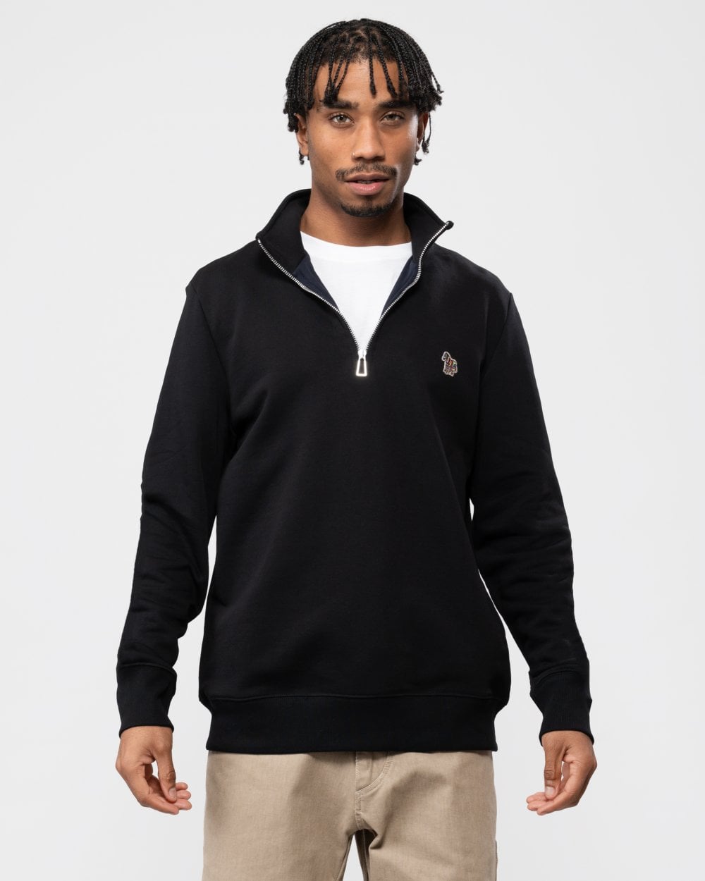 PS Paul Smith Mens Long Sleeve Regular Fit Half Zip Zebra Logo Sweatshirt