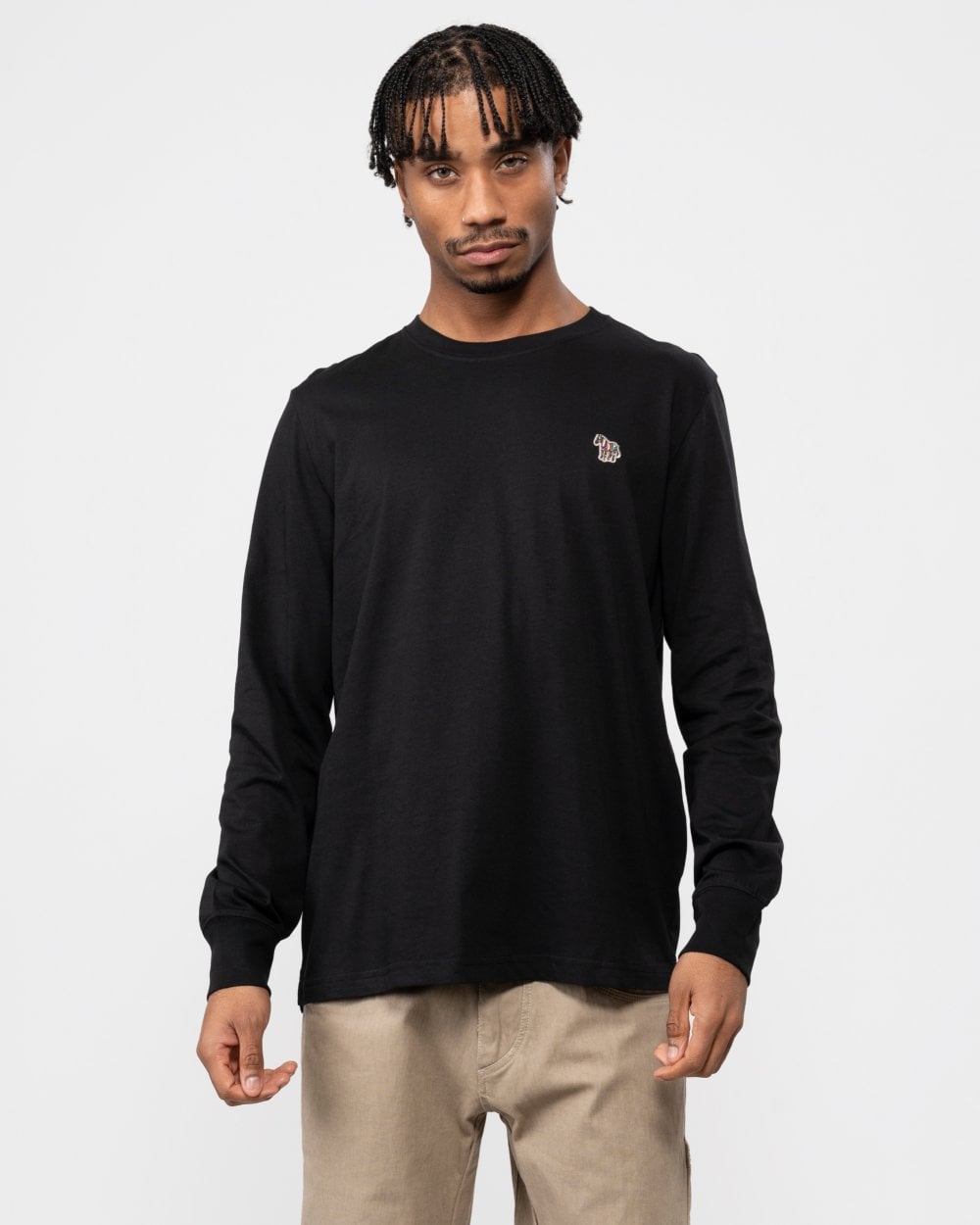 PS Paul Smith Mens Regular Fit Long Sleeve Zebra T-Shirt - 79 Black