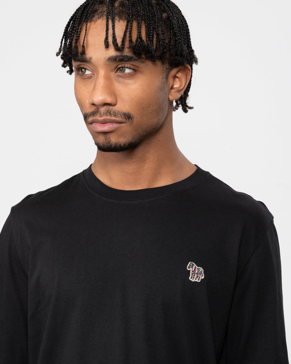 PS Paul Smith Mens Regular Fit Long Sleeve Zebra T-Shirt - 79 Black