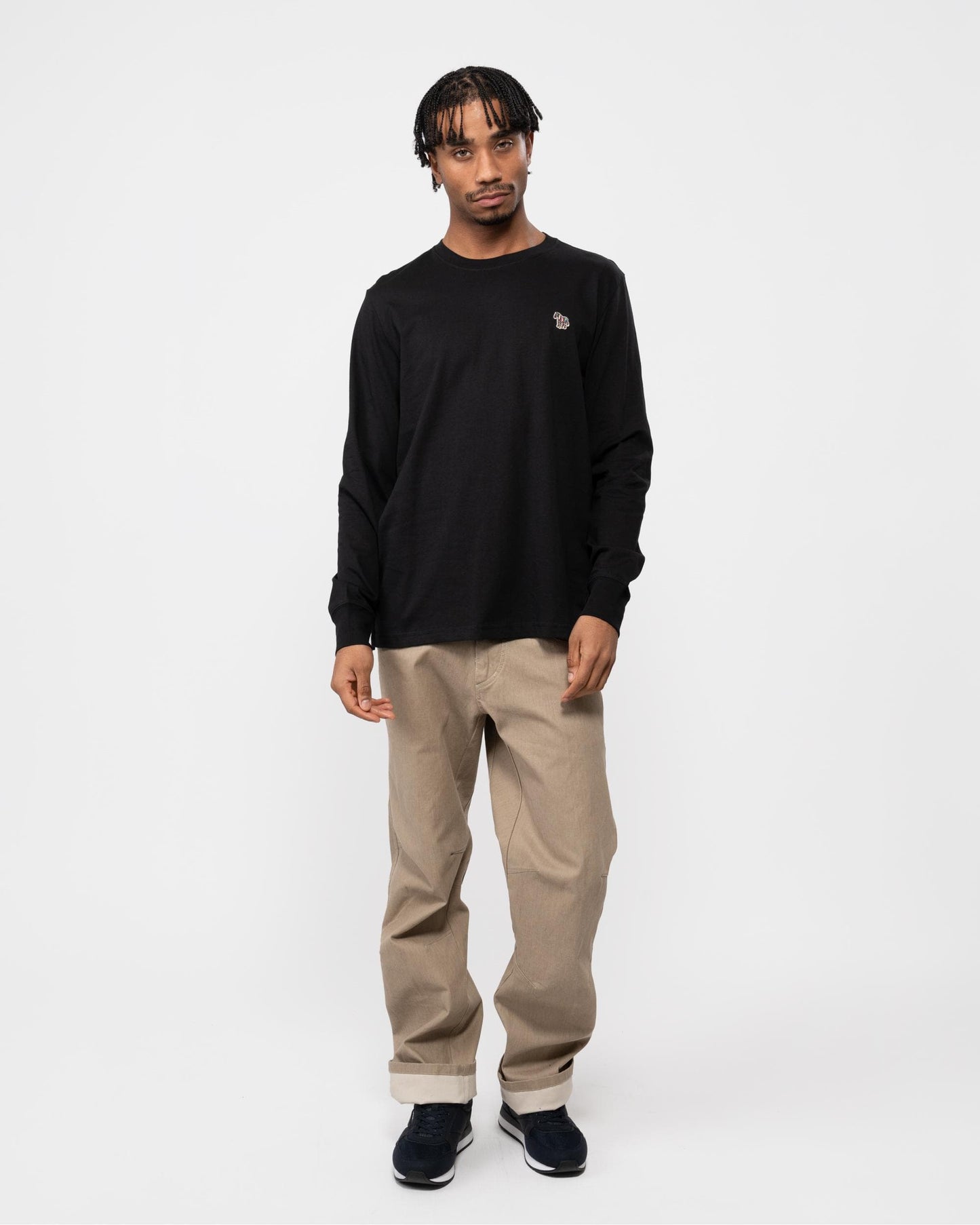 PS Paul Smith Mens Regular Fit Long Sleeve Zebra T-Shirt - 79 Black