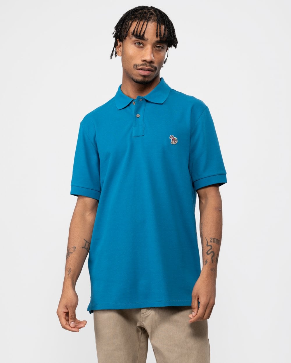 PS Paul Smith Mens Regular Fit Short Sleeve Organic Cotton Zebra Polo