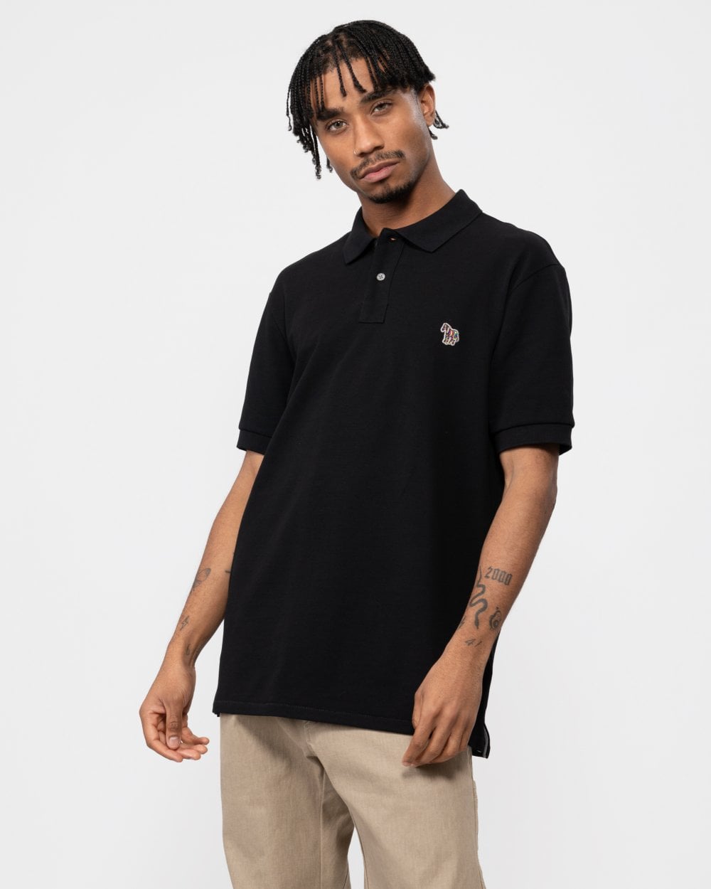 PS Paul Smith Mens Regular Fit Cotton-Piqué Zebra Logo Polo Shirt