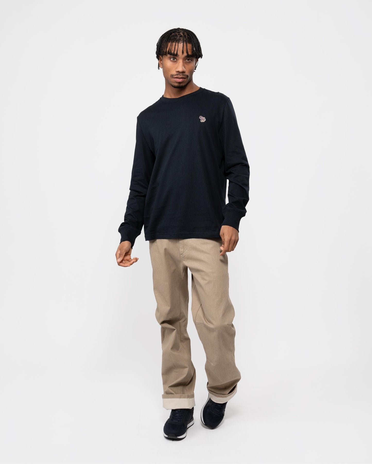 PS Paul Smith Mens Regular Fit Long Sleeve Zebra T-Shirt - 49 Very Dark Navy