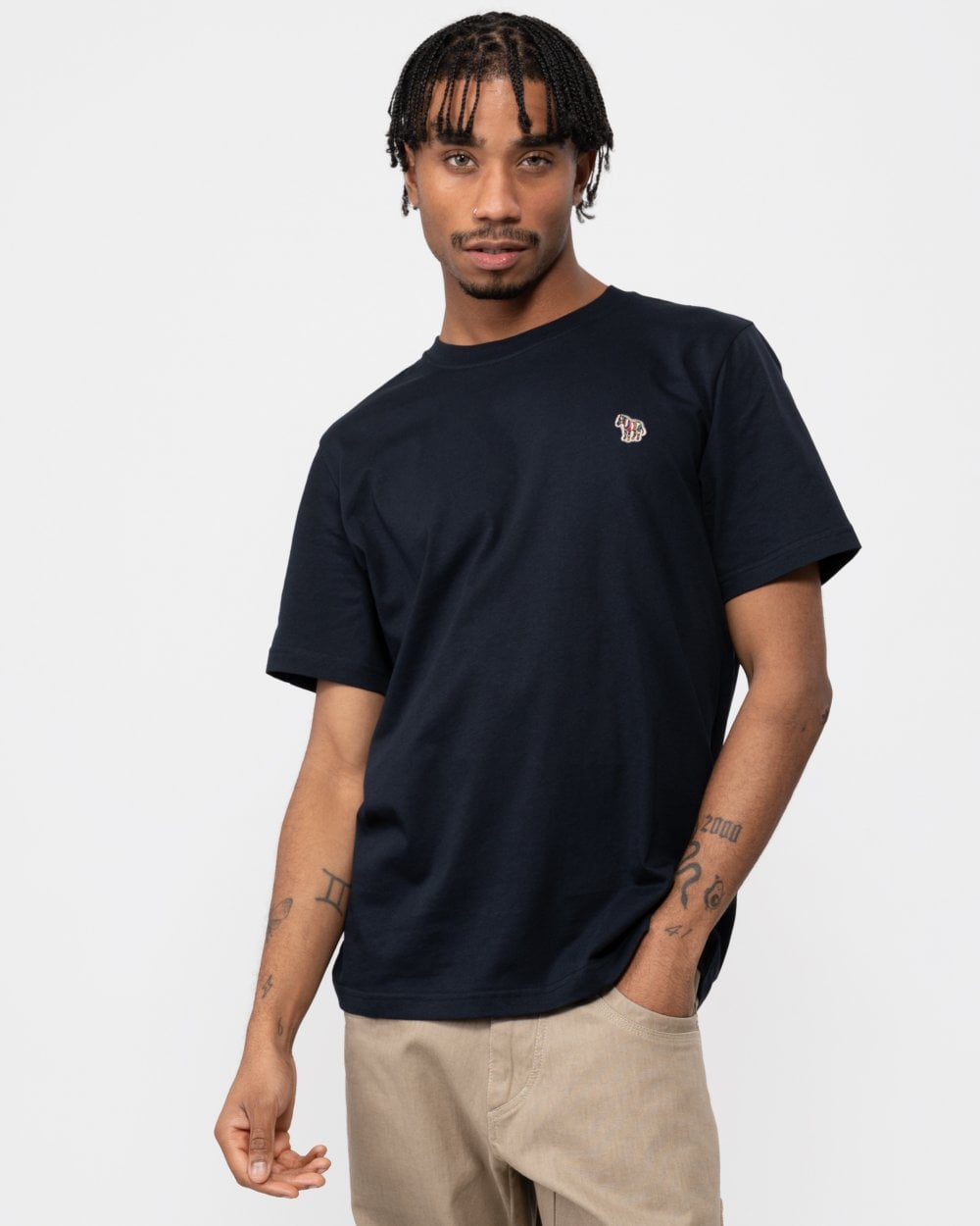 PS Paul Smith Mens Regular Fit Short Sleeve Zebra Logo T-Shirt - 49 Very Dark Navy