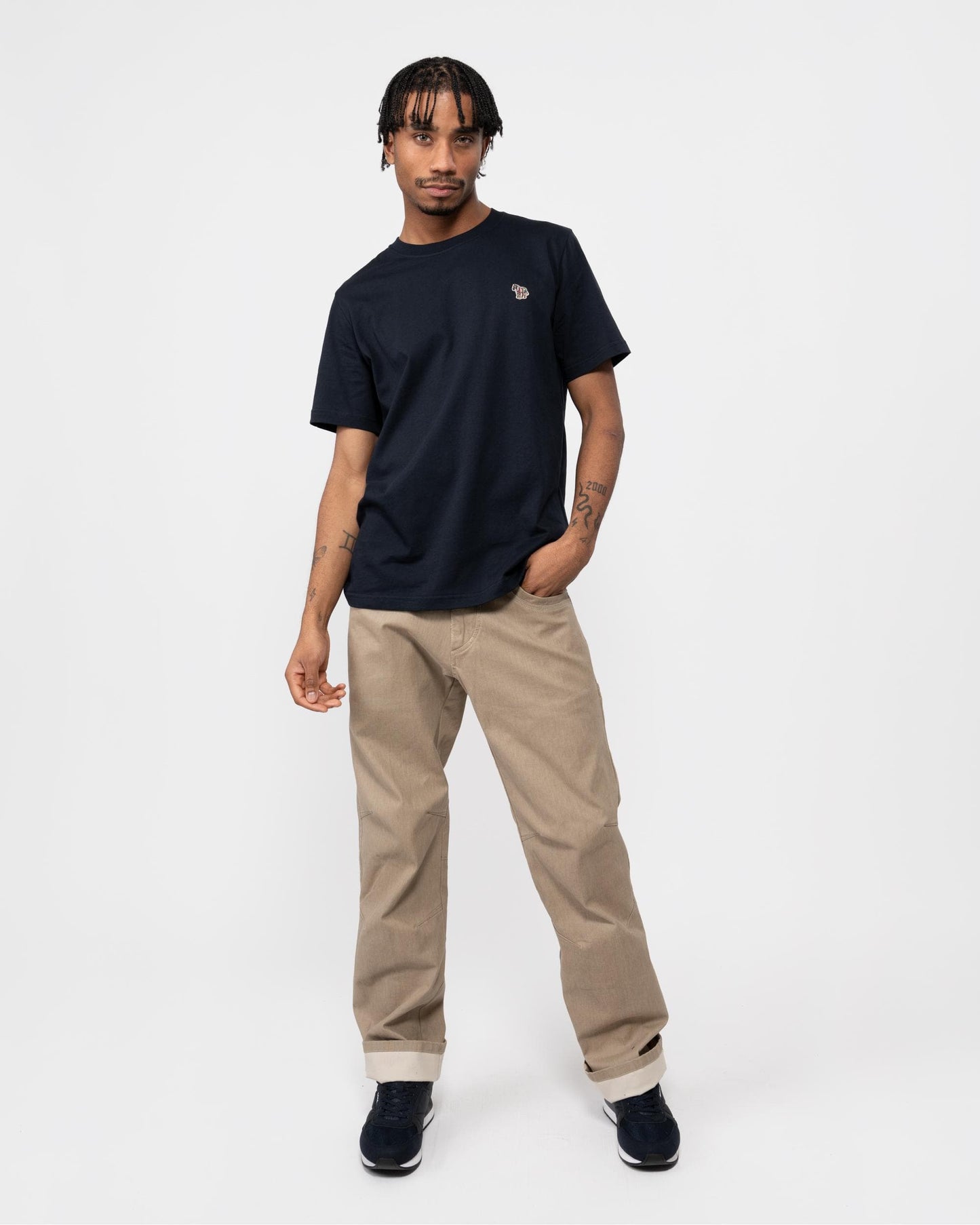 PS Paul Smith Mens Regular Fit Short Sleeve Zebra Logo T-Shirt - 49 Very Dark Navy