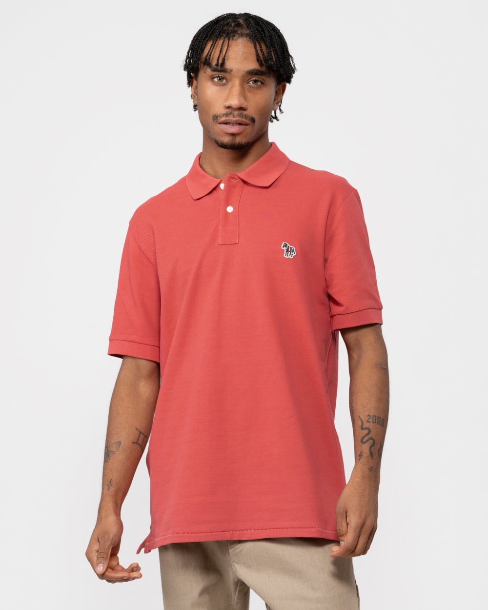 PS Paul Smith Mens Regular Fit Short Sleeve Organic Cotton Zebra Polo