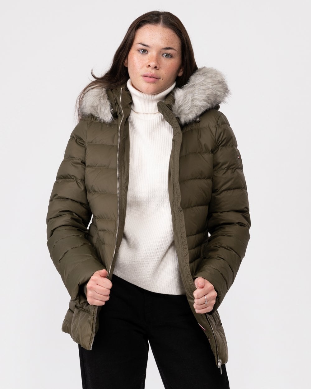 Tommy Hilfiger Tyra Faux Fur Womens Poly Down Jacket
