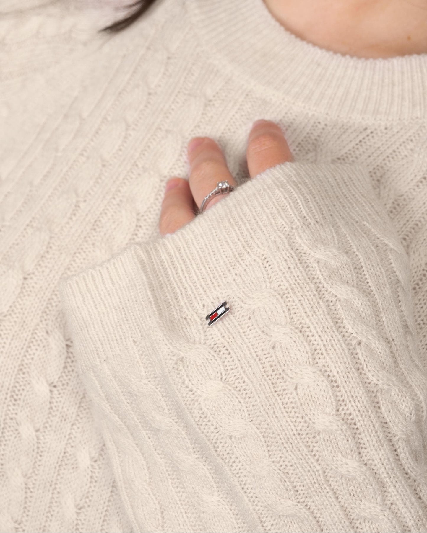 Tommy Hilfiger Cable Knit Womens Relaxed Jumper Dress - Cashmere Creme