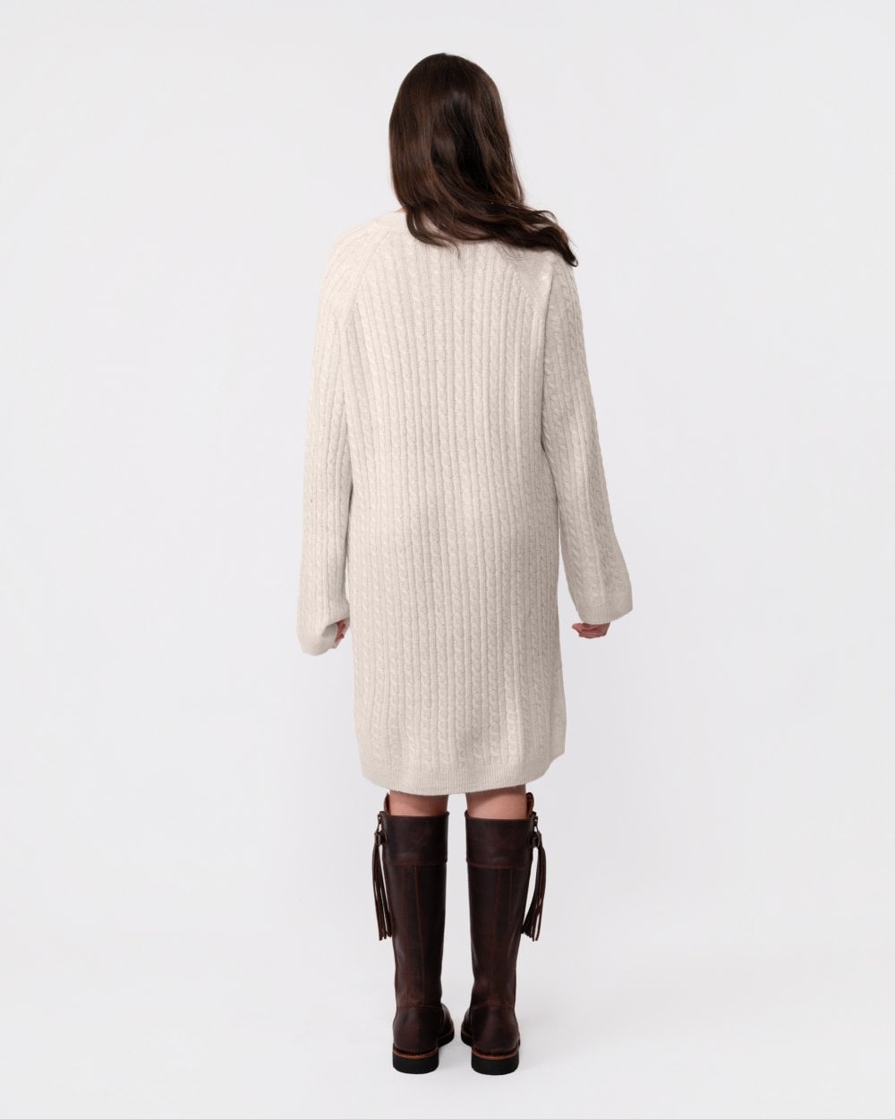 Tommy Hilfiger Cable Knit Womens Relaxed Jumper Dress - Cashmere Creme