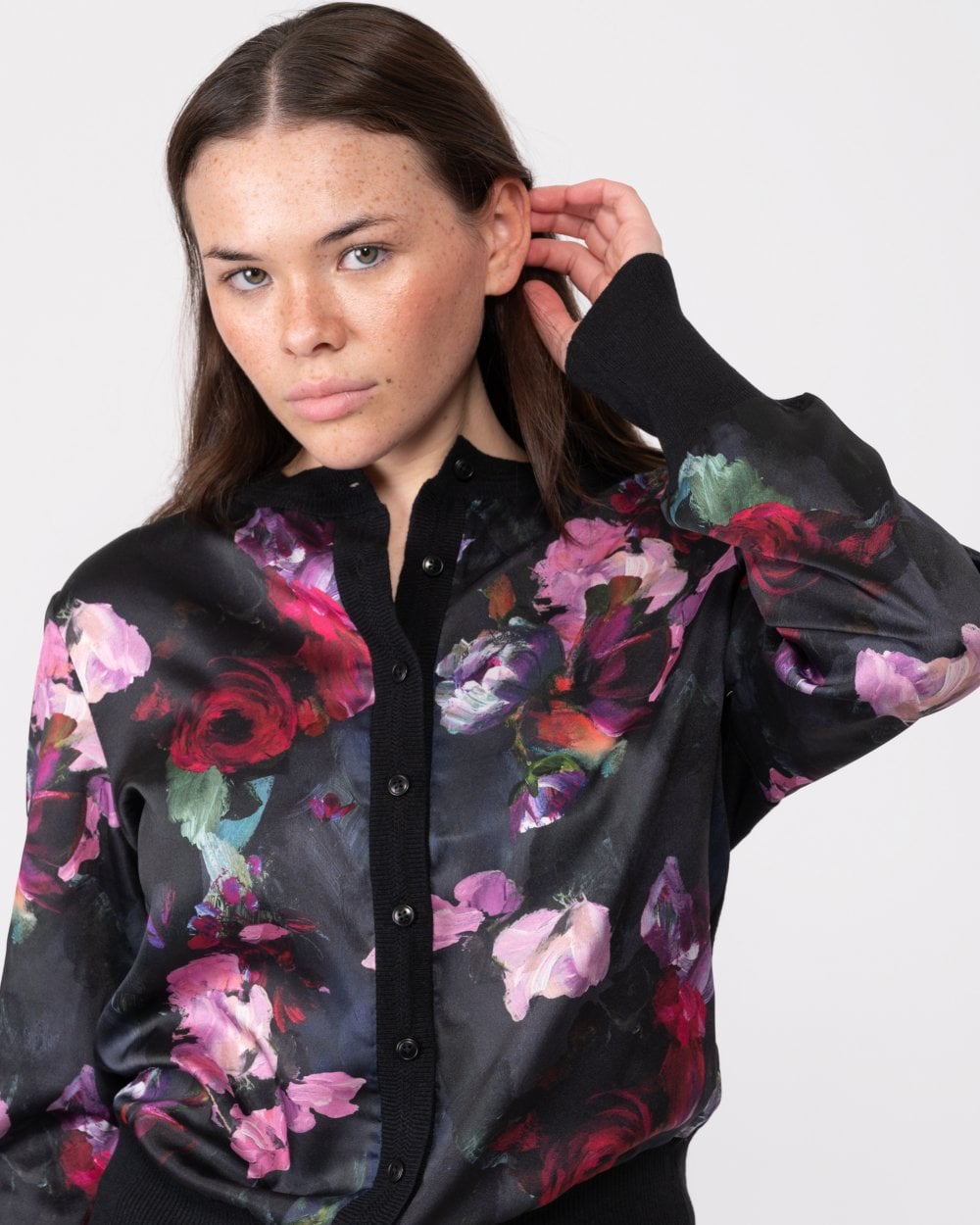 Ted Baker Abbalee Womens Printed Woven Front Cardigan
