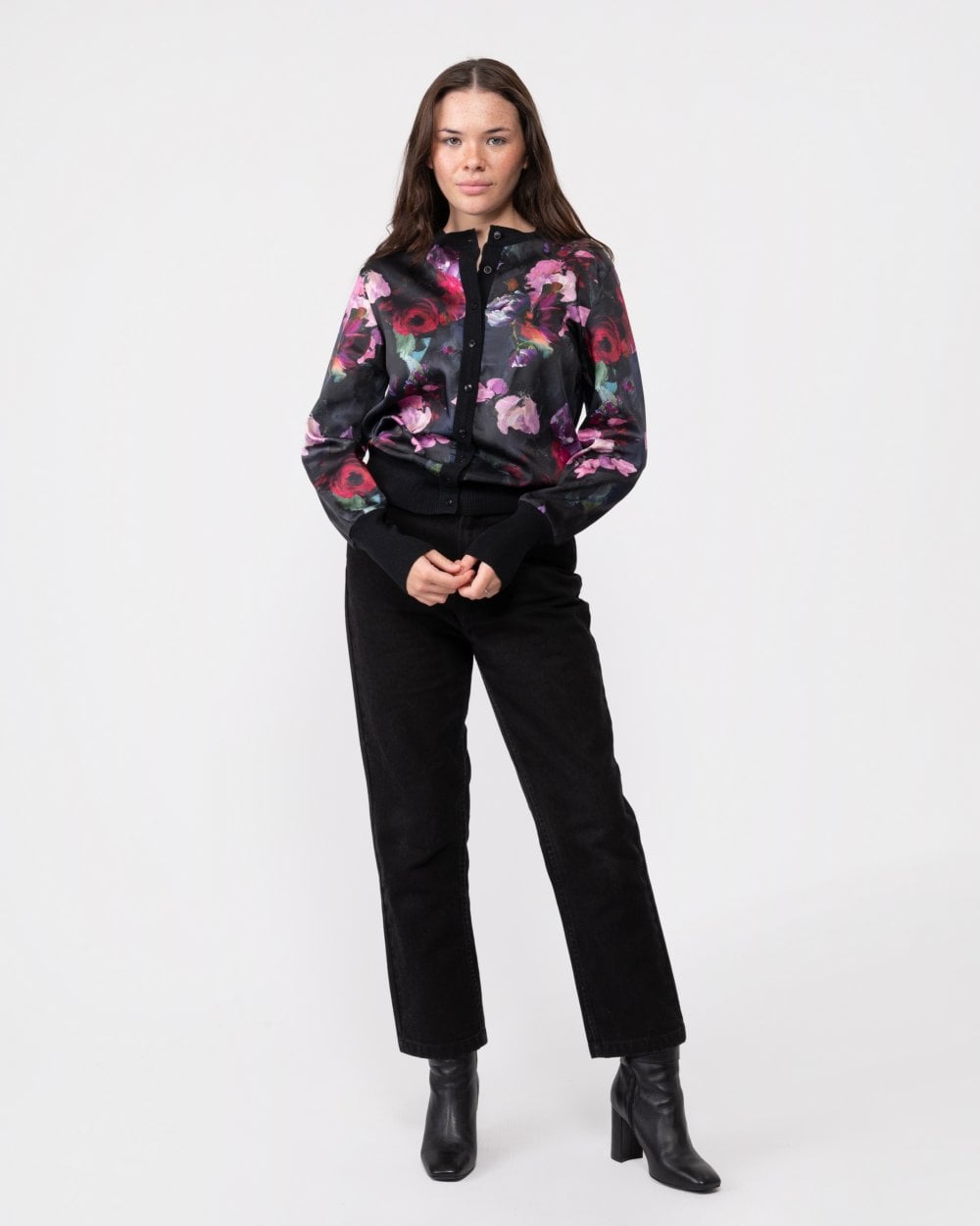Ted Baker Abbalee Womens Printed Woven Front Cardigan