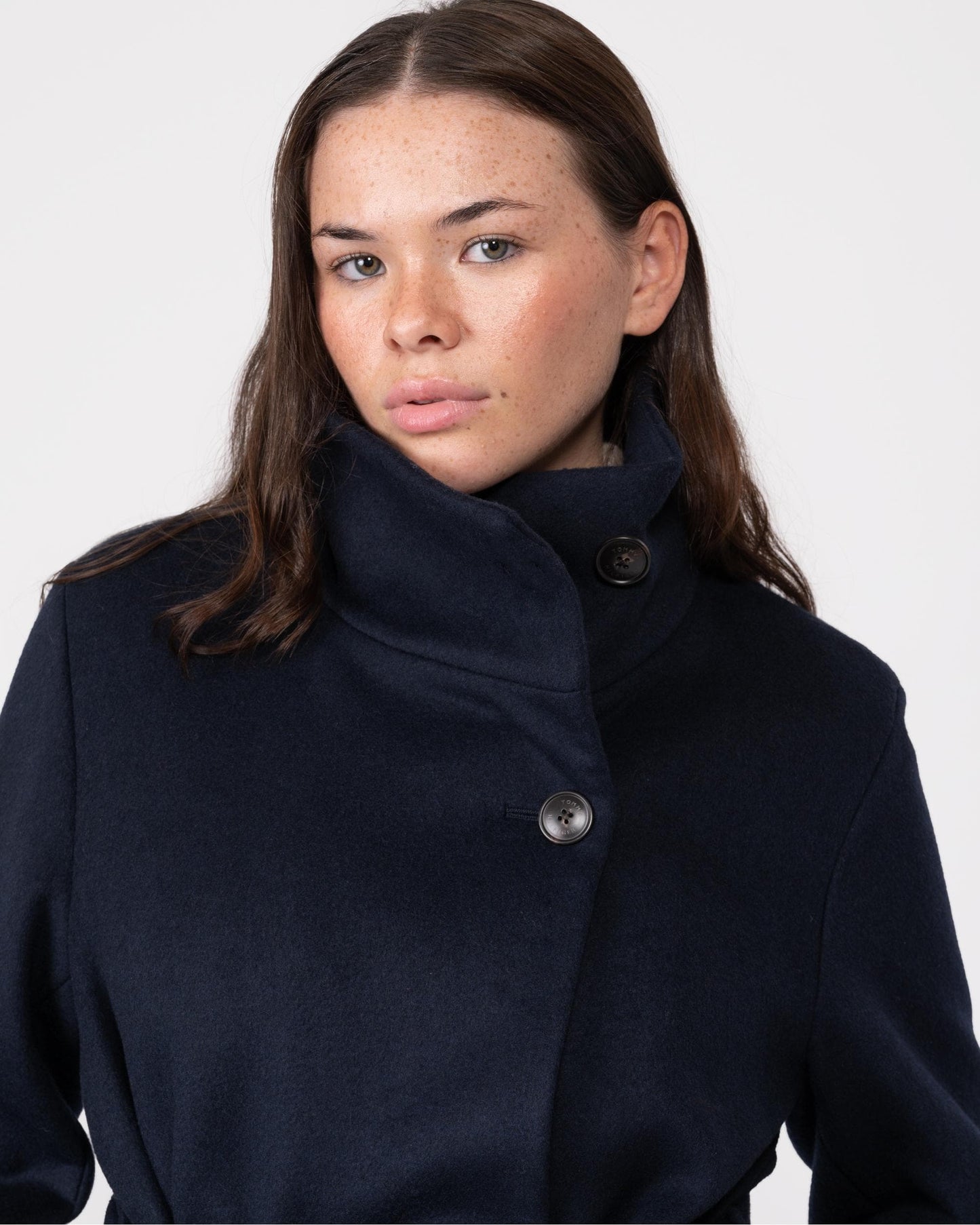 Tommy Hilfiger Wool Blend Womens Belted Funnel Jacket
