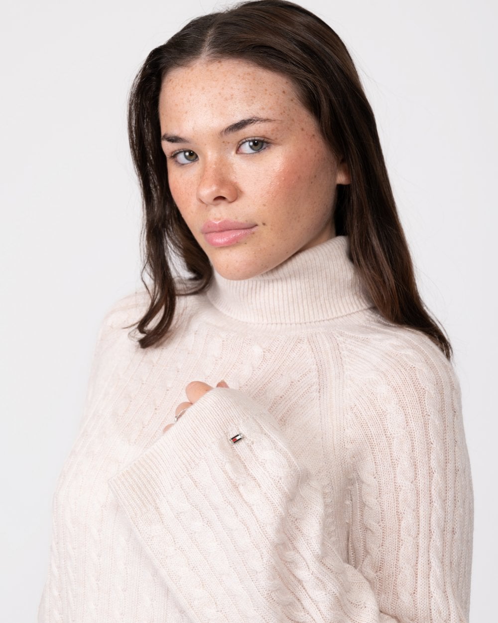 Tommy Hilfiger Cable Knit Womens Roll-Neck Jumper