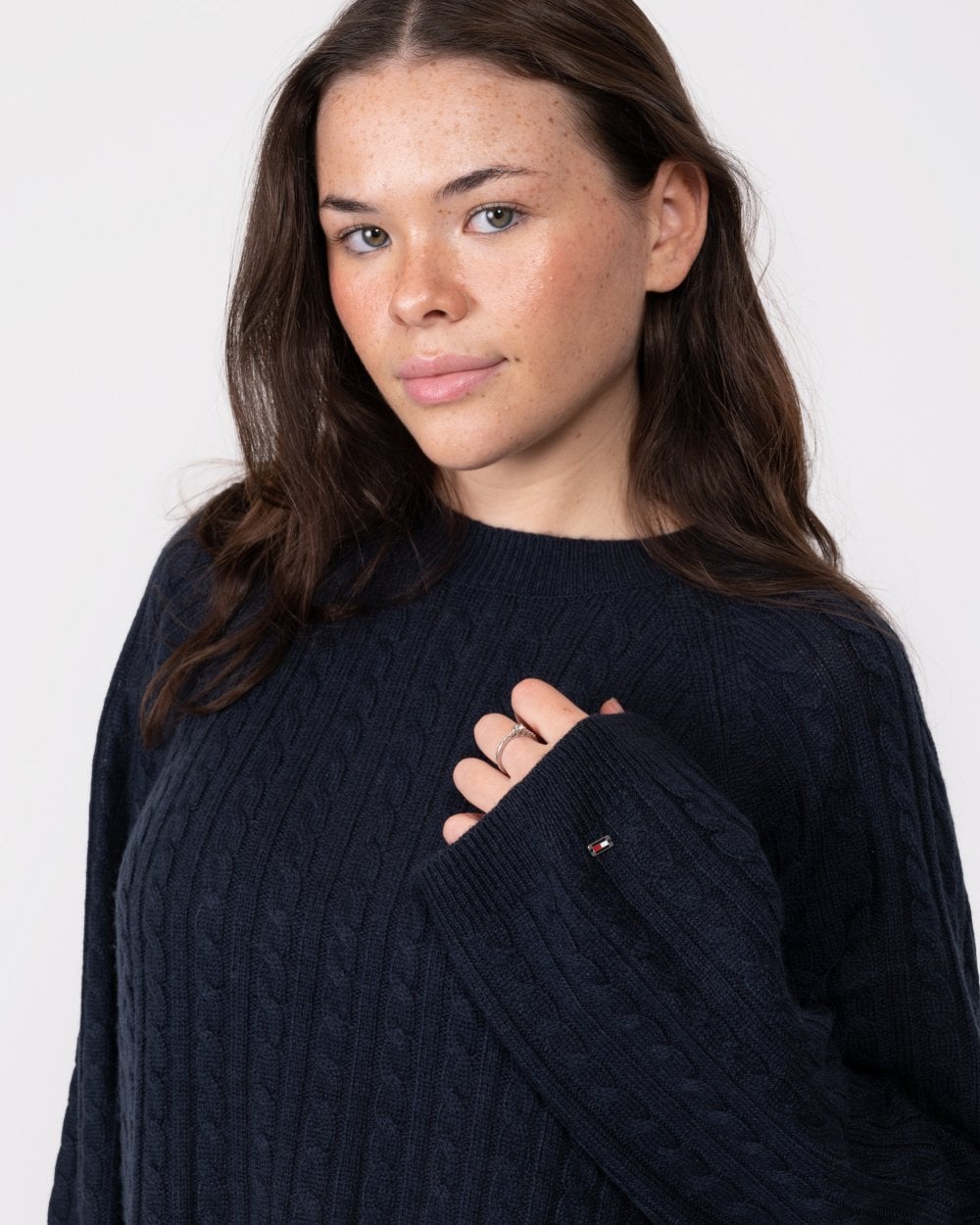 Tommy Hilfiger Cable Knit Womens Relaxed Jumper Dress - Desert Sky