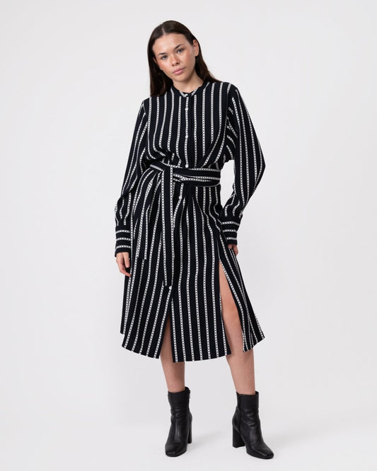 Tommy Hilfiger Argyle Stripe Long Sleeve Womens Midi Shirt Dress