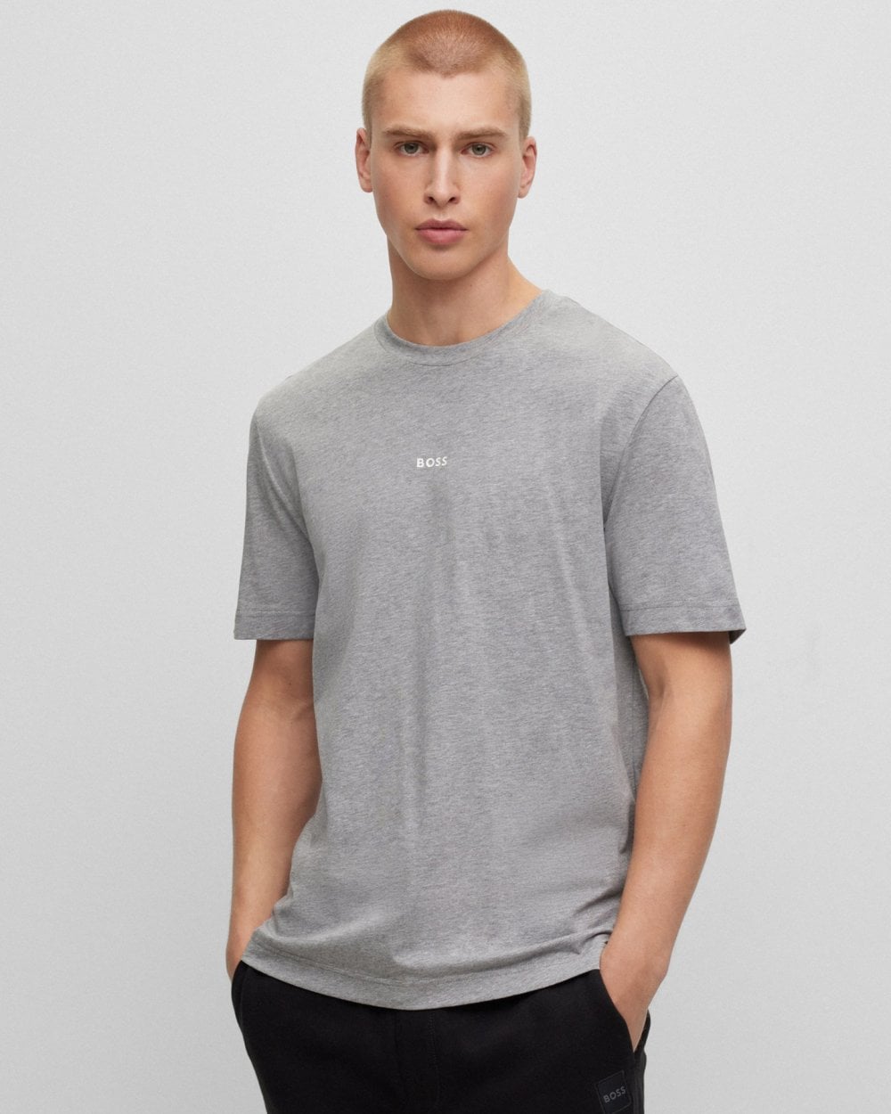 BOSS Orange TChup Mens Crew Neck Small Logo T-Shirt - Light/Pastel Grey 051