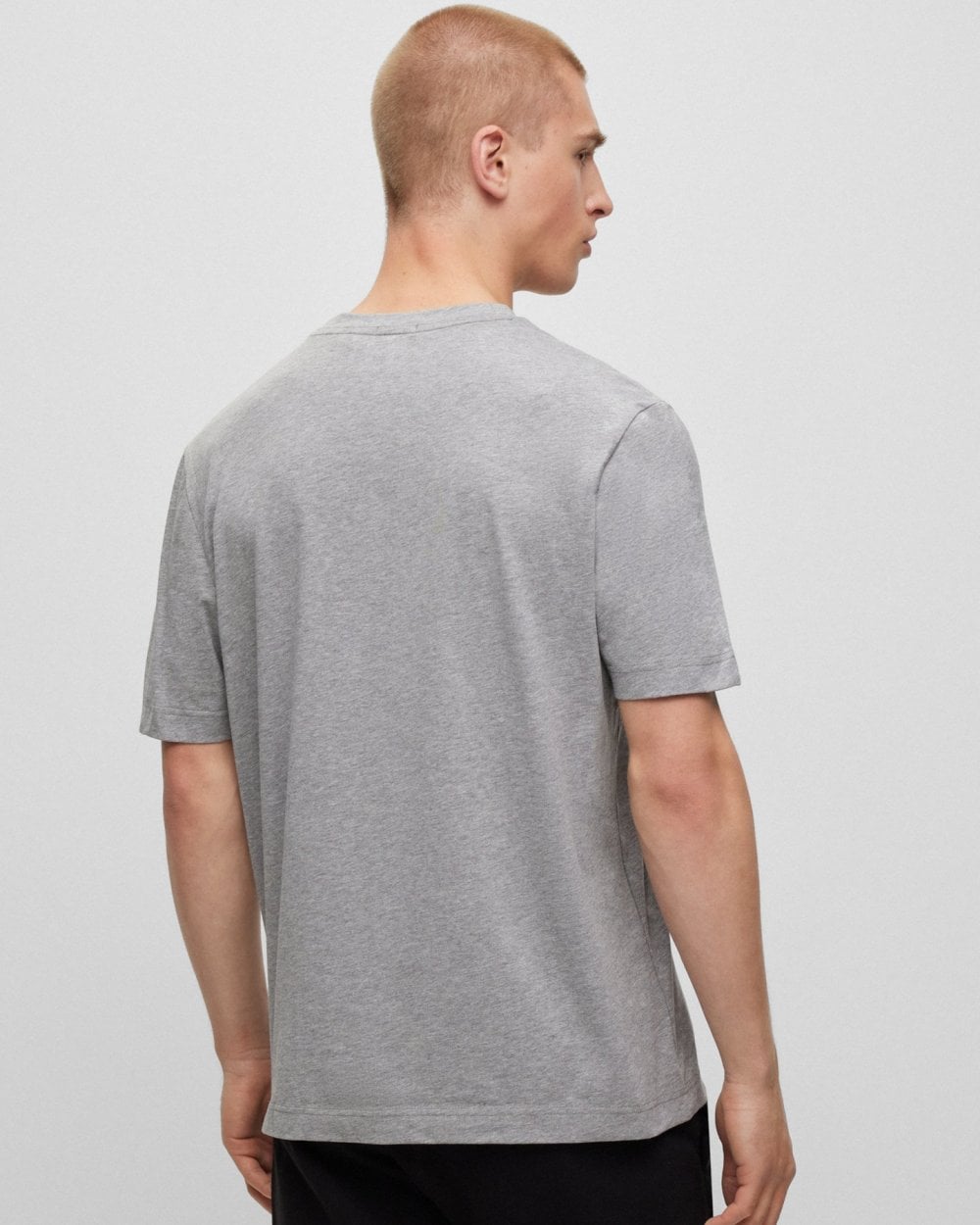 BOSS Orange TChup Mens Crew Neck Small Logo T-Shirt - Light/Pastel Grey 051