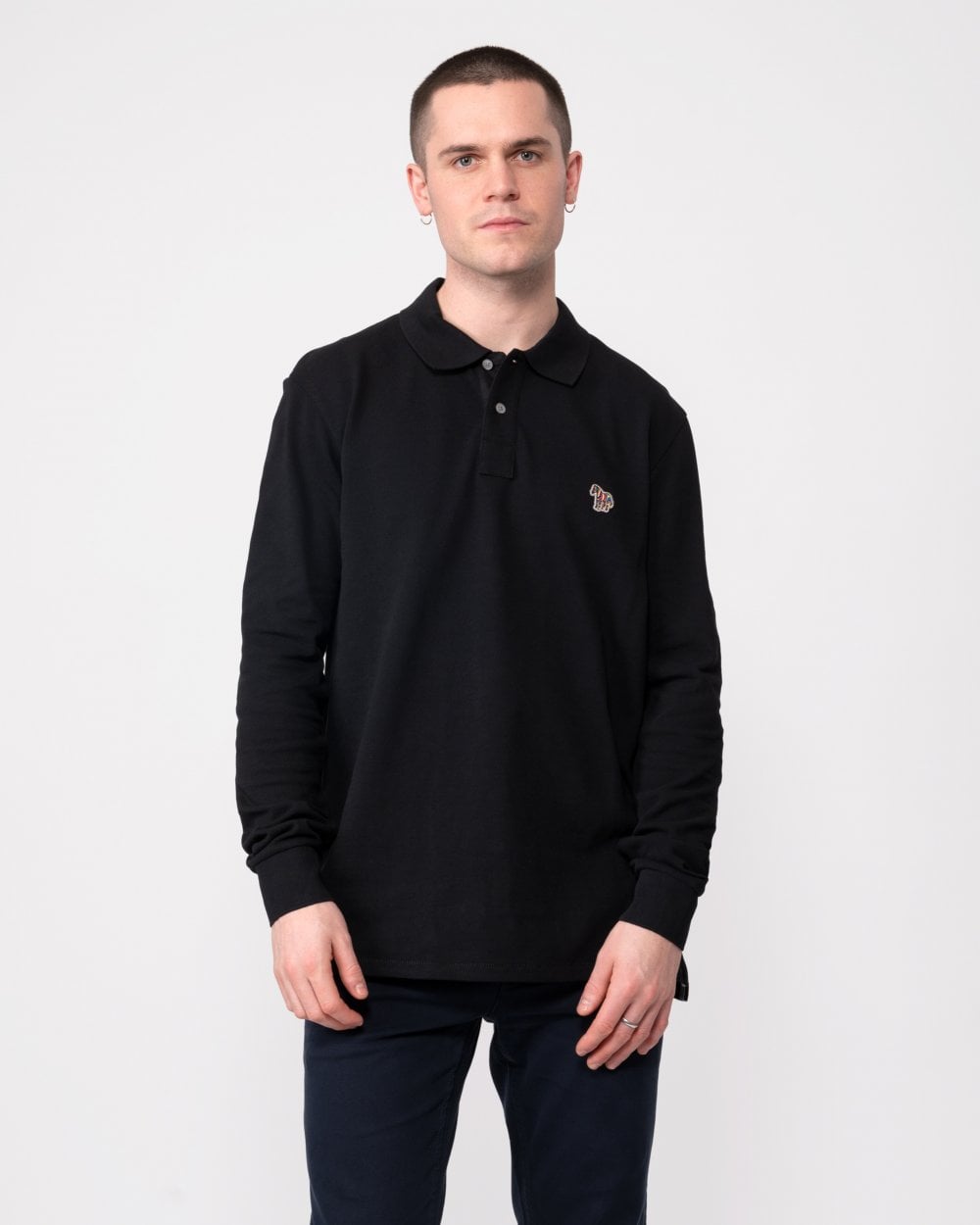 PS Paul Smith Mens Regular Fit Long Sleeve Sports Stripe Zebra Polo