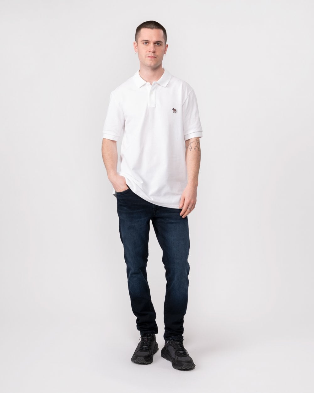 PS Paul Smith Mens Regular Fit Cotton-Piqué Zebra Logo Polo Shirt - 01 White