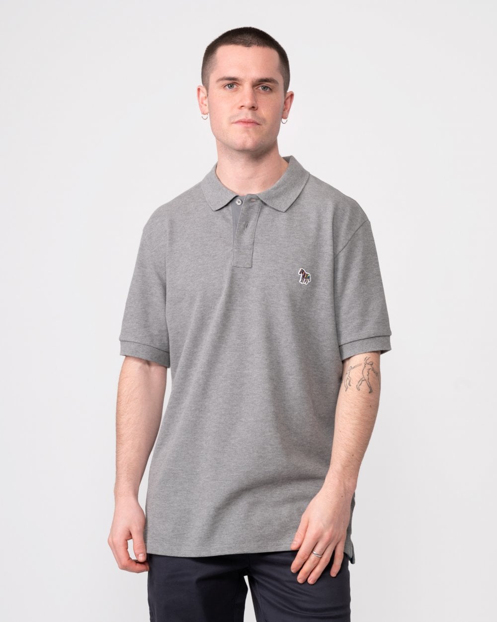 PS Paul Smith Mens Regular Fit Cotton-Piqué Zebra Logo Polo Shirt