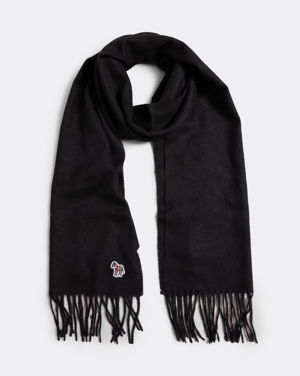 Paul Smith Mens Zebra Patch Wool Scarf