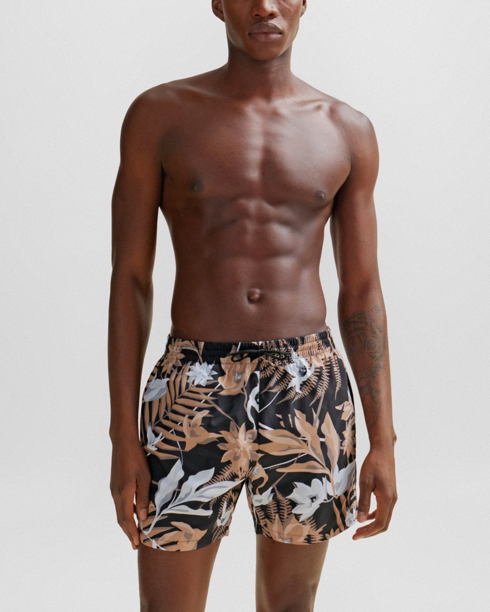 BOSS Orange Piranha Mens Tropical Print Quick-Drying Swim Shorts