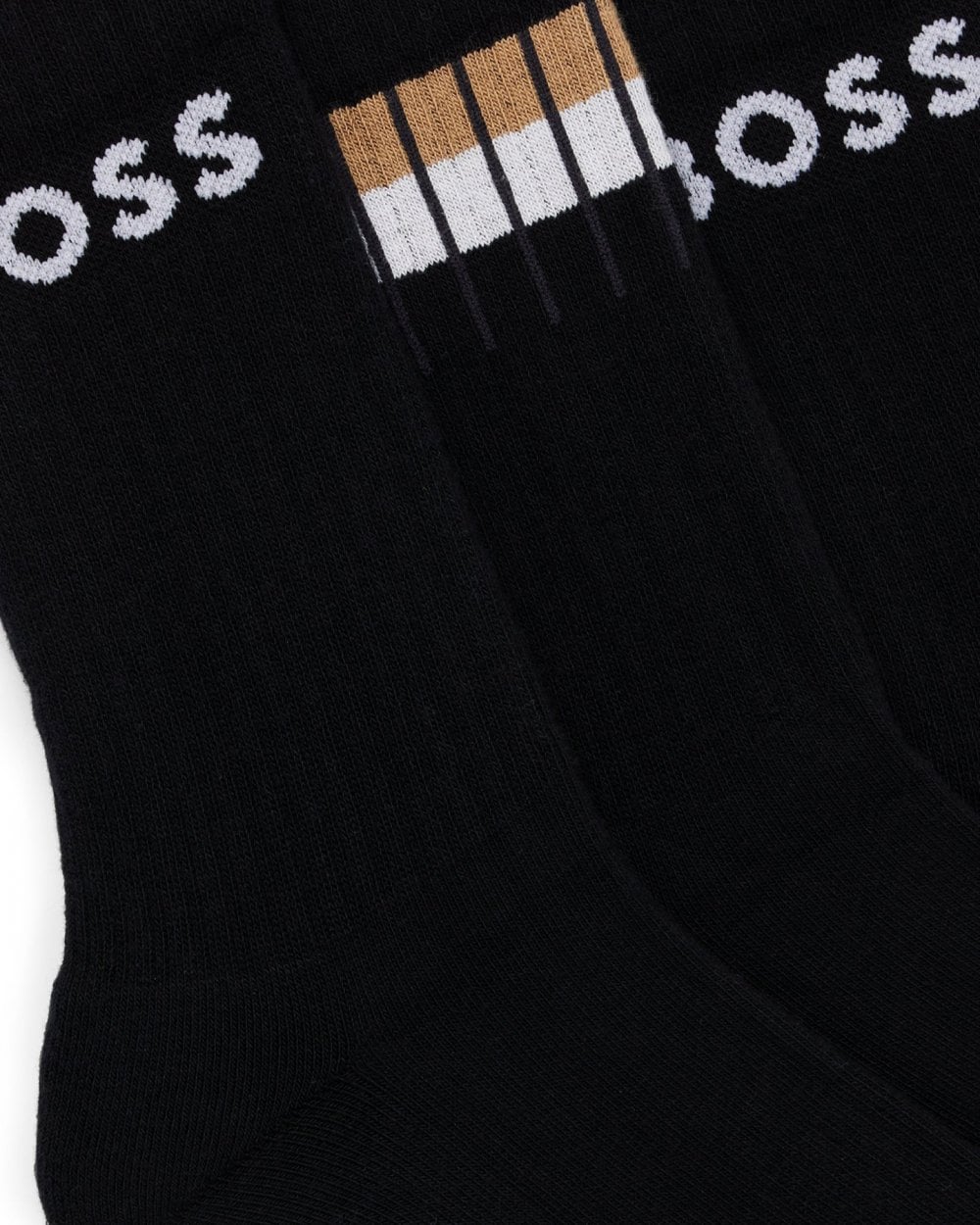BOSS Orange BOSS Orange 3-Pack Mens Quarter Length Rib Stripe Combed Cotton Socks