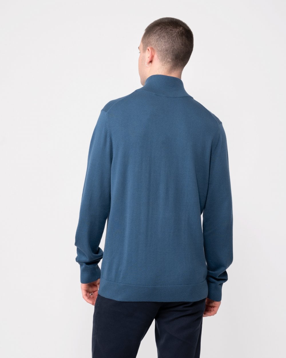 PS Paul Smith Mens Zip Neck Zebra Badge Sweater - 46 Indigo