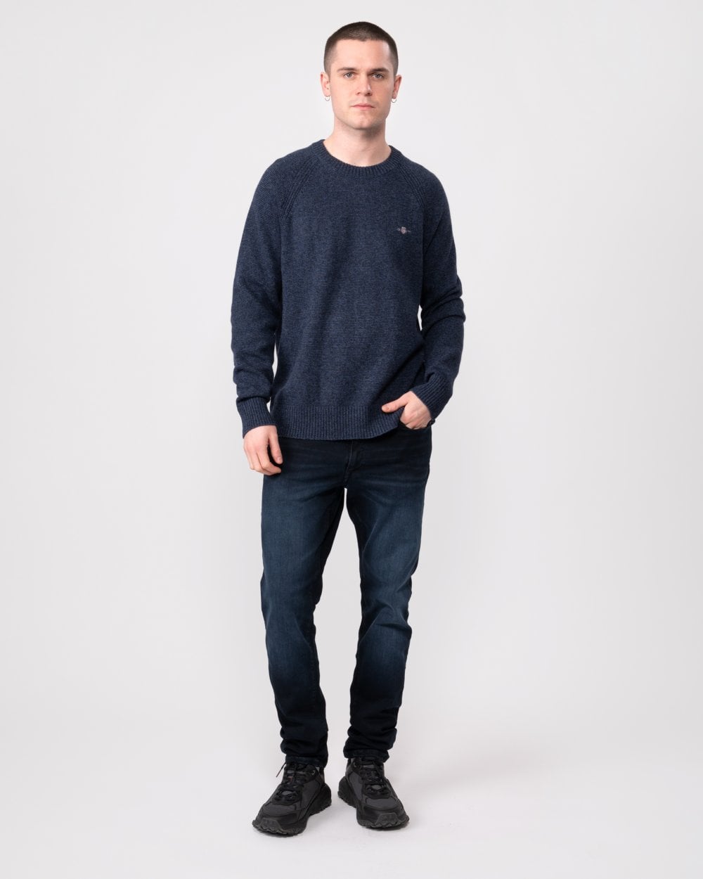 GANT GANT Mens Bicolored Raglan Crew Neck Jumper