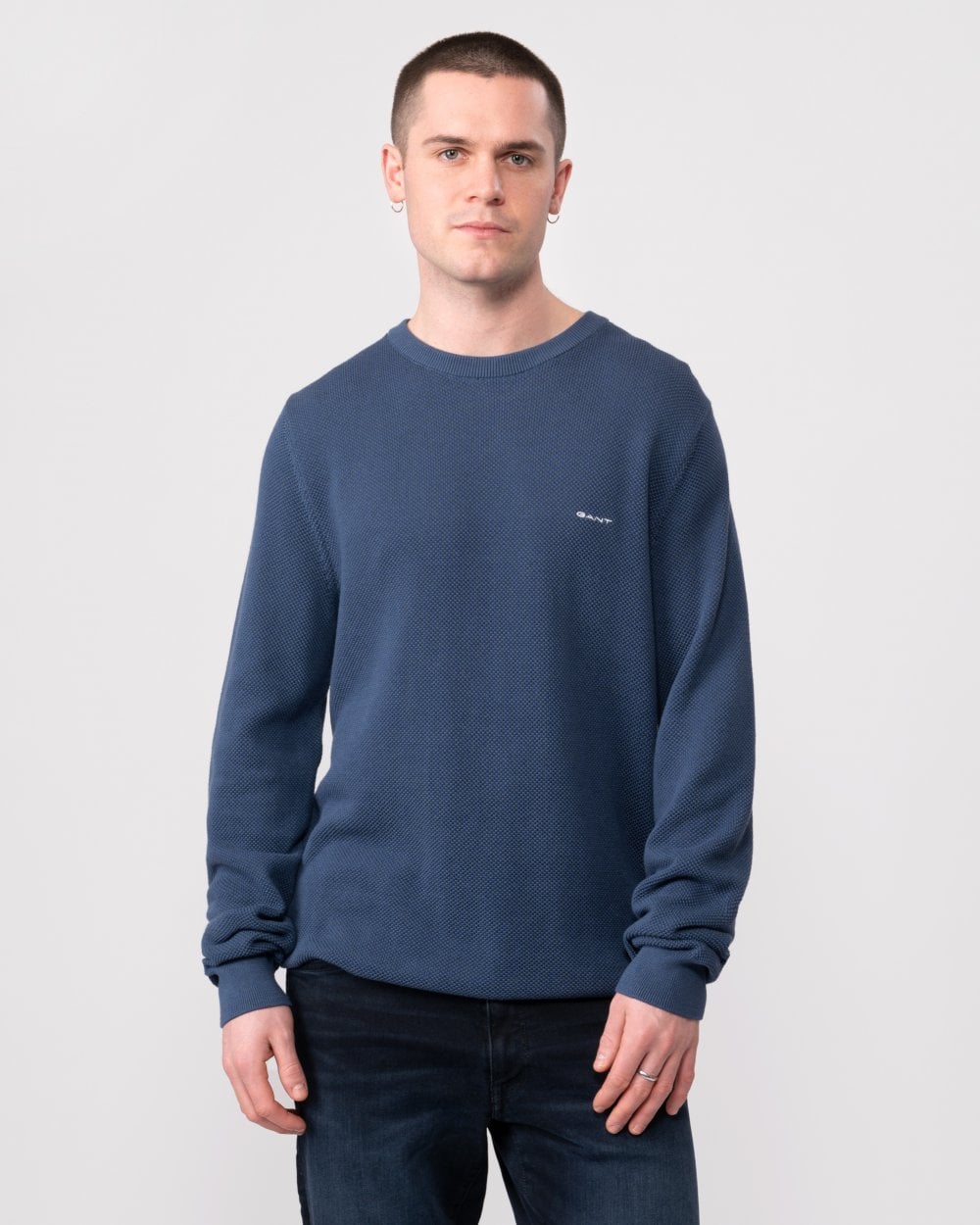 GANT Mens Cotton Pique Crew Neck Jumper