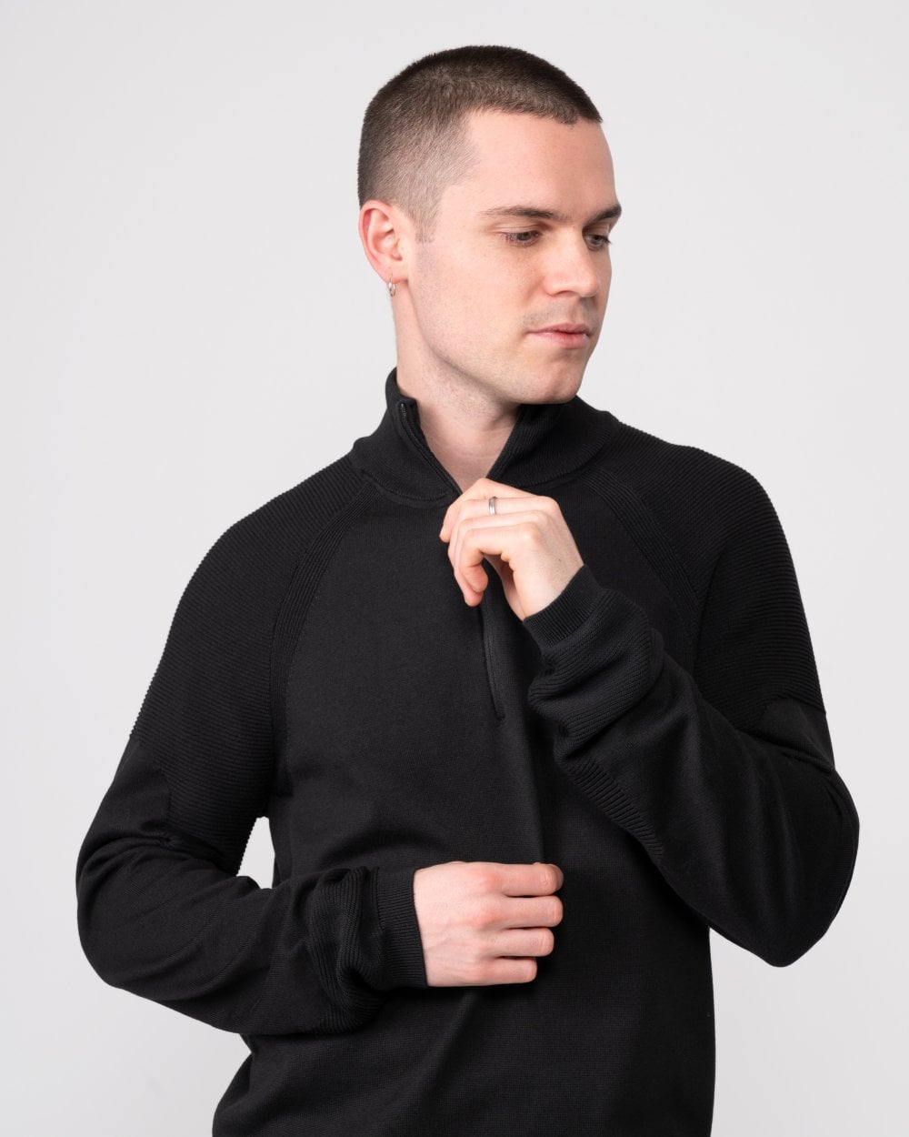 BOSS Green Perform-X Quarter Zip Mens Jumper - Black 001