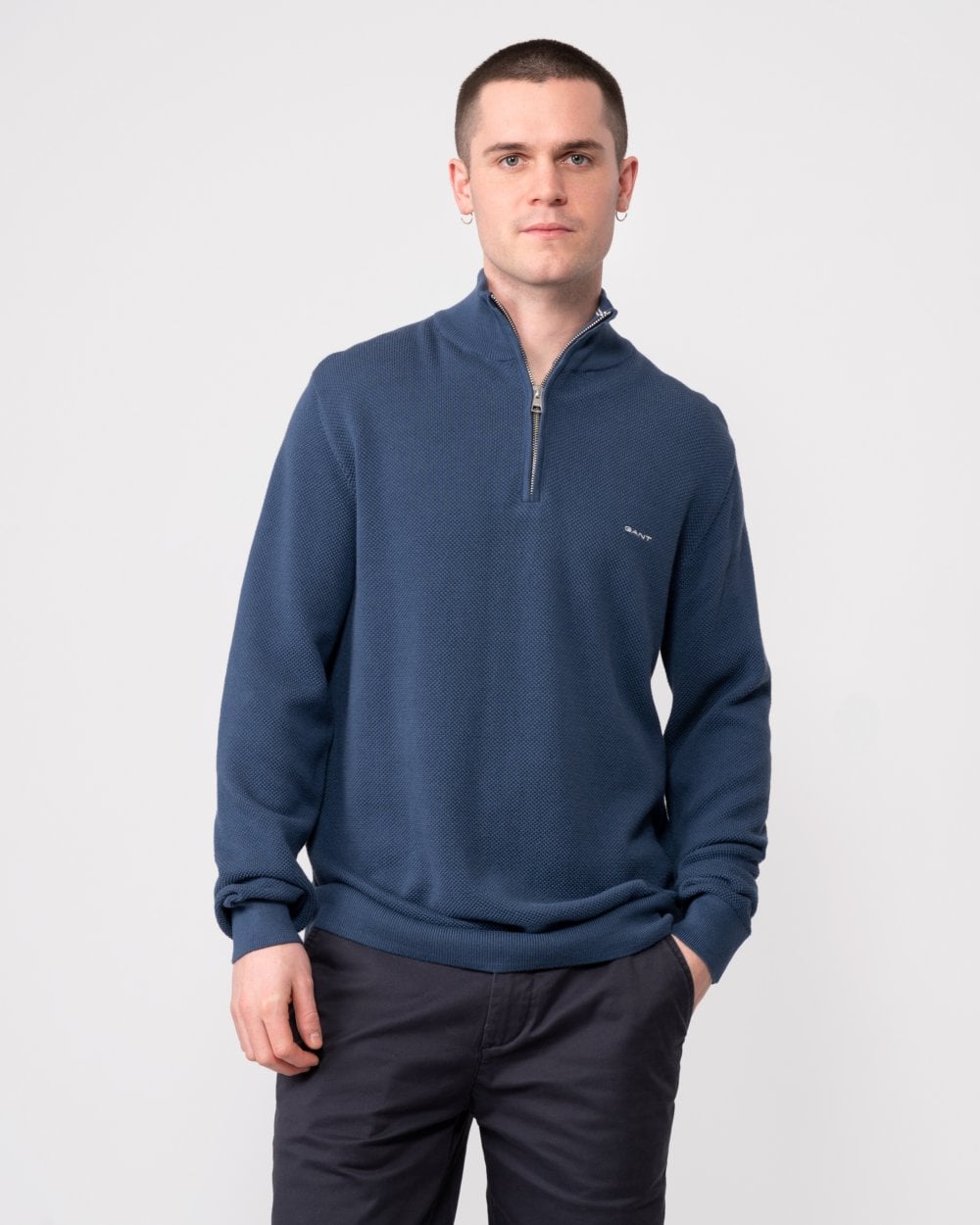 GANT Mens Cotton Pique Half Zip Jumper
