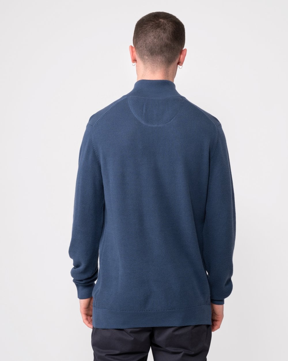 GANT Mens Cotton Pique Half Zip Jumper - 403 Dusty Blue Sea