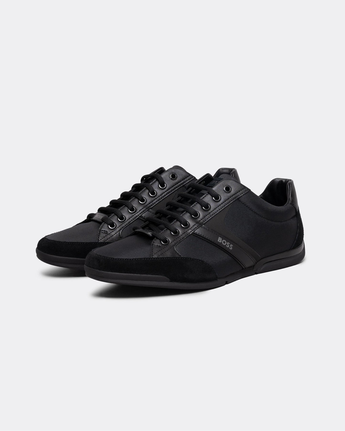 BOSS Orange Saturn Mens Low Profile Mixed Material Trainers With Suede and Faux Leather NOS - Black 001