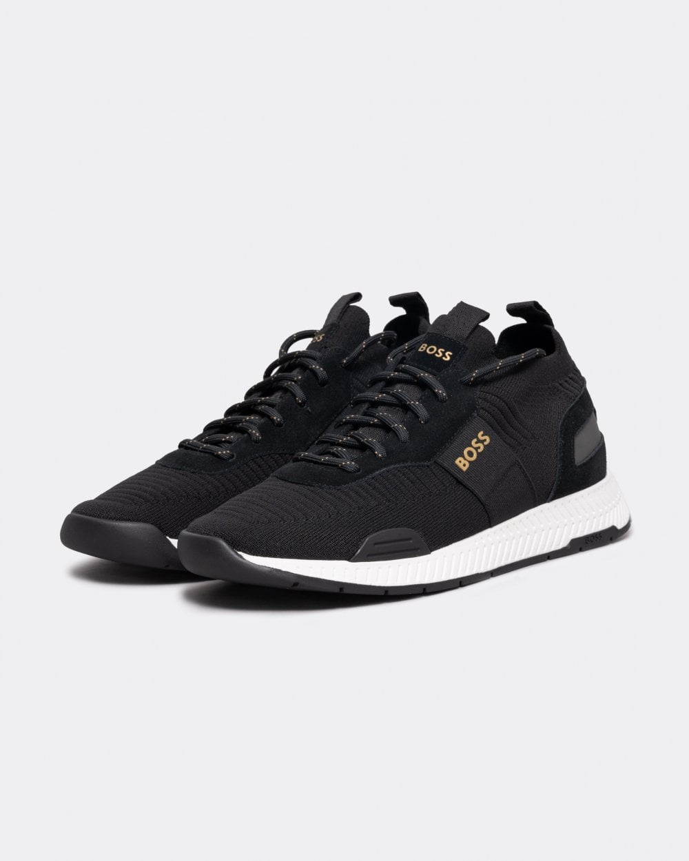 BOSS Orange Titanium_Runn Mens Structured-Knit Sock Trainers With Branding